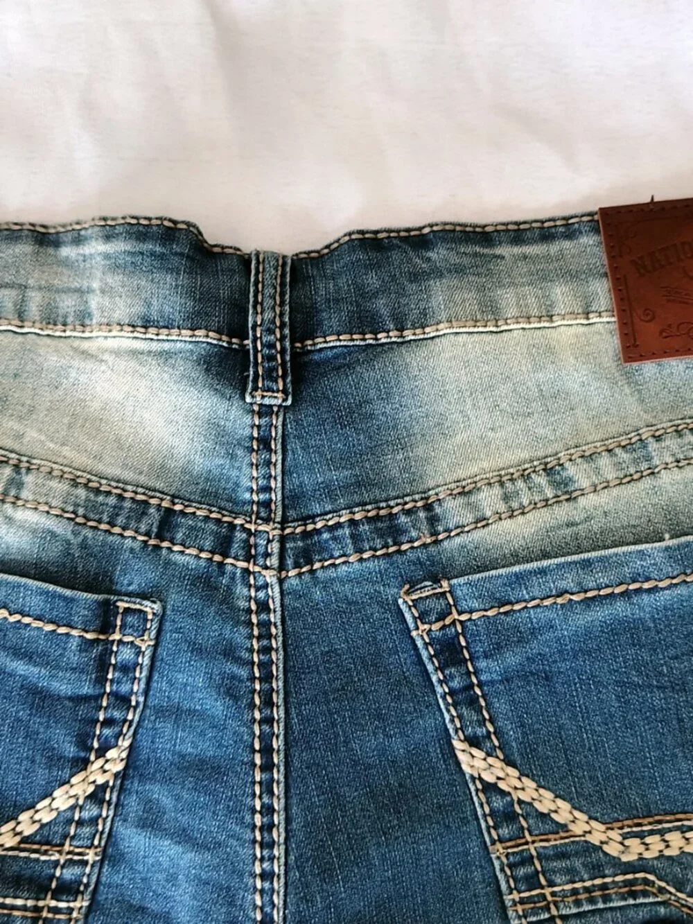 NWT Mens Nation of Saints Color Blue Size 34x32 Original Boot Cut Distressed Jea